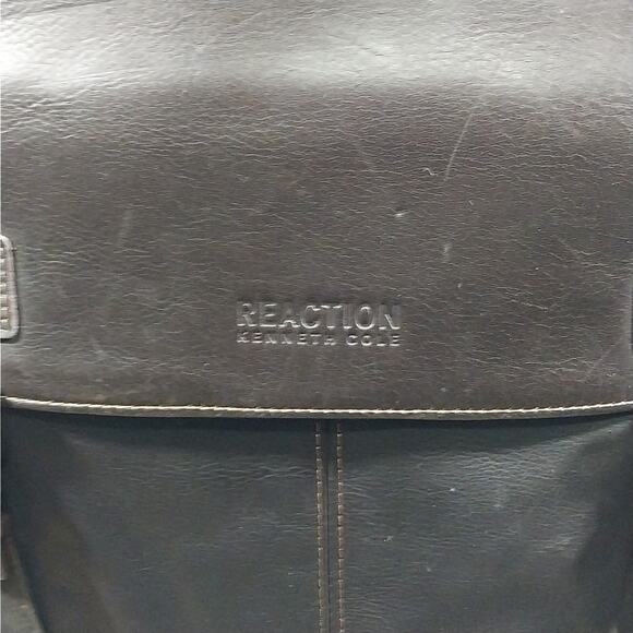 KENNETH COLE REACTION! ESPRESSO BROWN GENUINE LEATHER LAPTOP, BRIEFCASE, BAG! - Picture 4 of 13